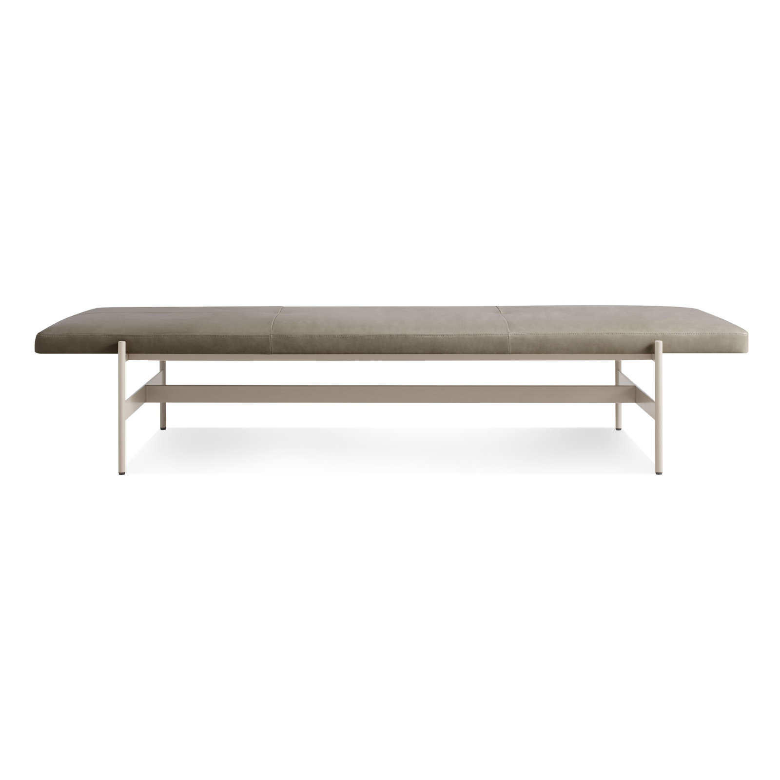 Daybench Genuine Leather Bench, Putty, Grey, 14" H x 75" W x 24" D