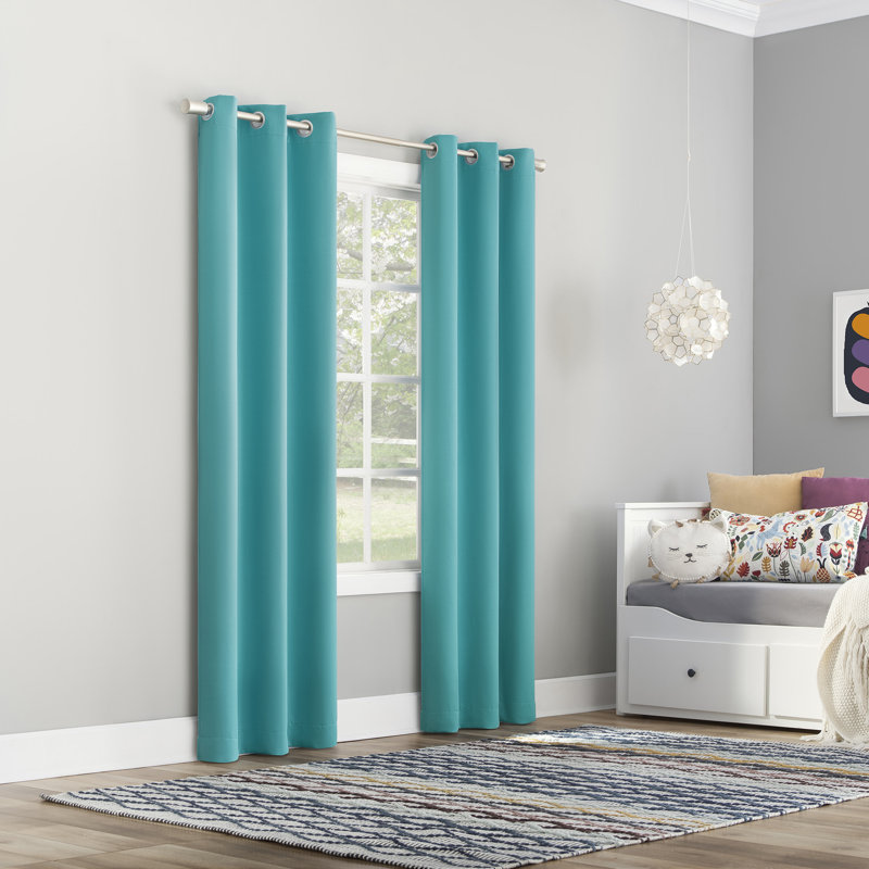Burrier Wayfair Basics Blackout Grommet Curtain Panel, 40" W x 95" L, Surf Blue