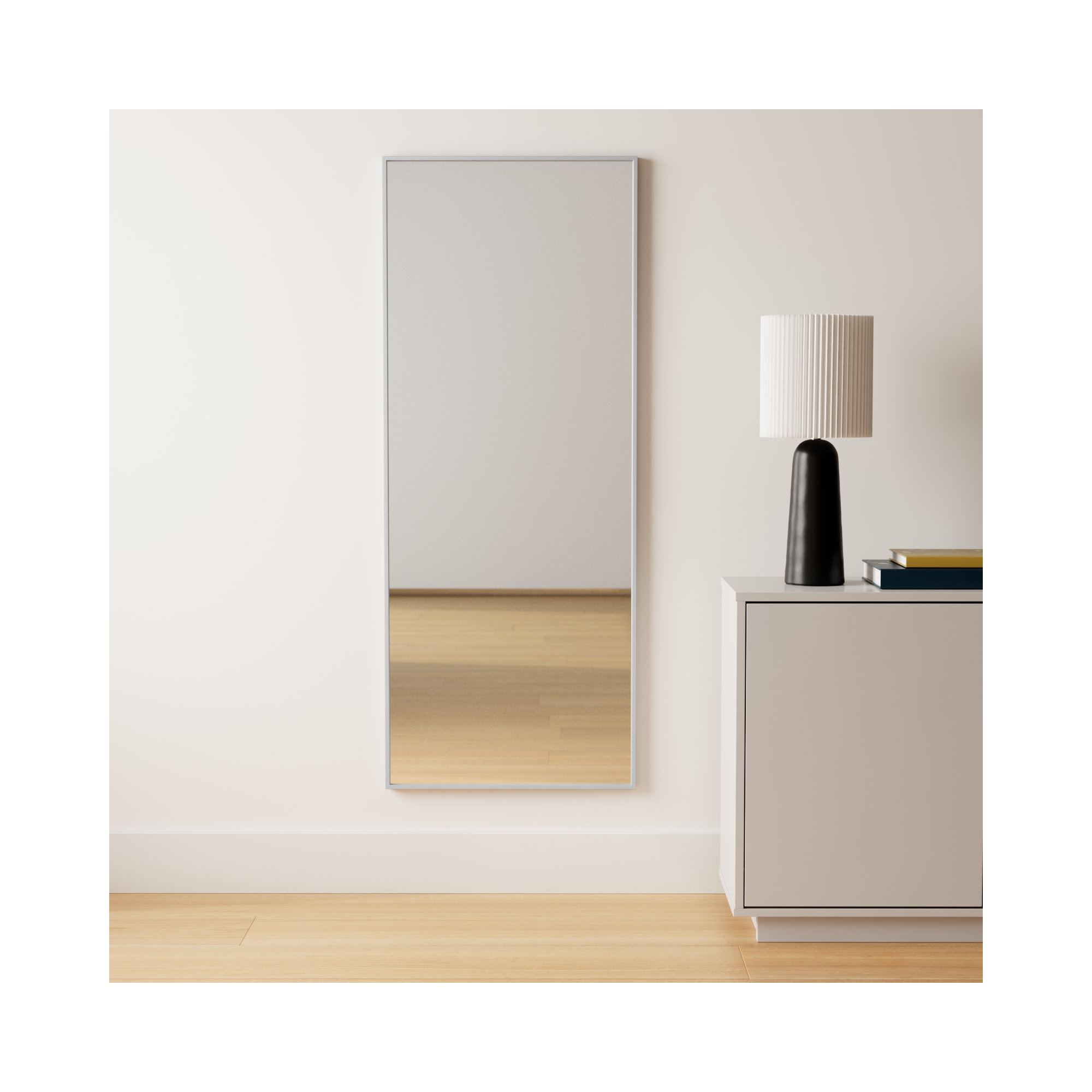 Sabine Metal Rectangle Wall Mirror, Silver, 60" x 24"