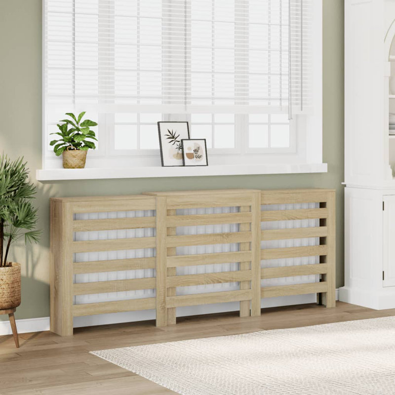 Extra Large Radiator Cover, Sonoma Oak, 205 x 21.5 x 83.5 cm, Horizontal Slats