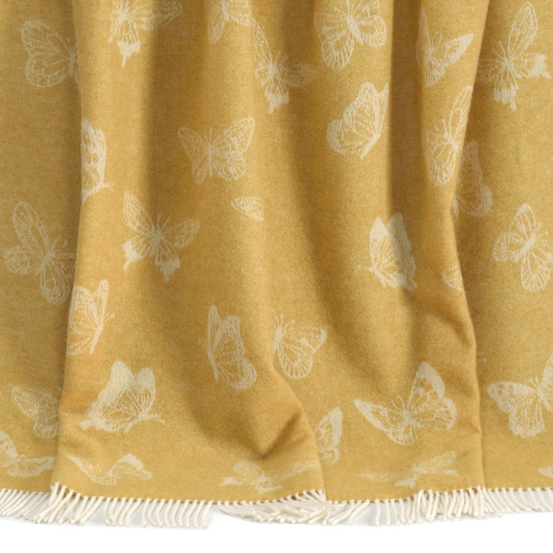 Yellow Butterfly Recycled Merino Wool Throw