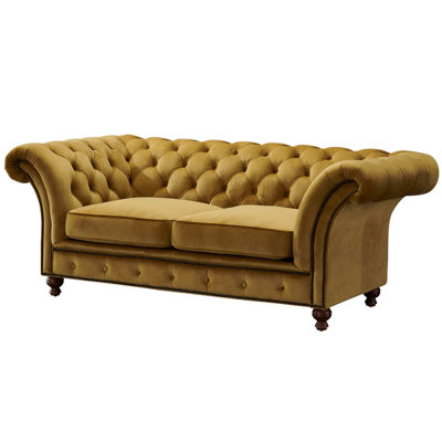 Causeuse Chesterfield à accoudoirs roulés de 78 po Jarique