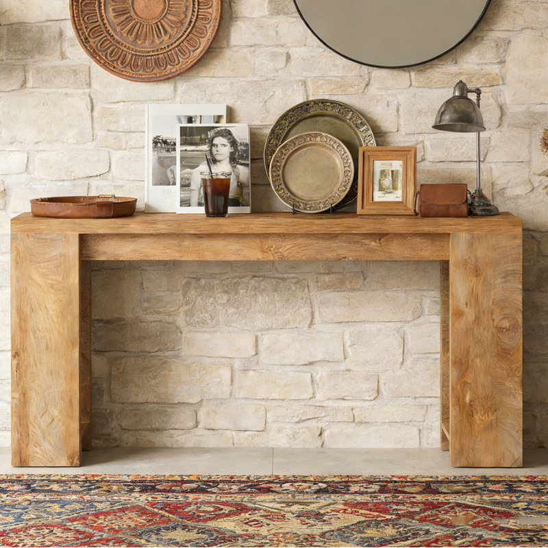 Farmhouse Wood Sofa Table Entryway Table, Brown