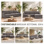 Fauteuil modulaire avec accoudoir gauche avec coussin en T et canapé en tissu texturé en lin-765343482