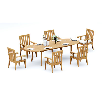 Caranas 6 - Person Teak Wood Patio Dining Set with Oval Table