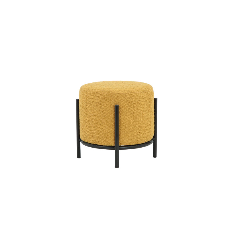 Tabouret rond Formentera jaune bouclé, Jaune