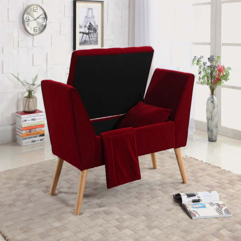 Banc de rangement Rhianna, H 27 po x l 47 po x P 18,5 po, Rouge
