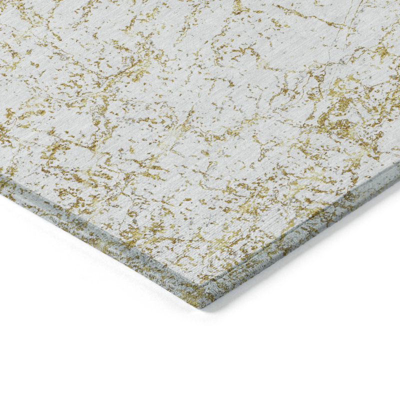 Tapis intérieur lavable abstrait ivoire 3 pi x 5 pi