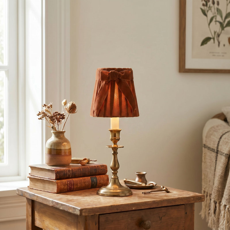 Mini abat-jour en velours Camel
