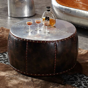 Table basse ronde en aluminium de style industriel
