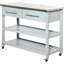 Îlot de cuisine, plateau en acier inoxydable, 2 tablettes, tiroirs, gris, design rustique pour îlot de cuisine avec surface, solution de rangement ouverte