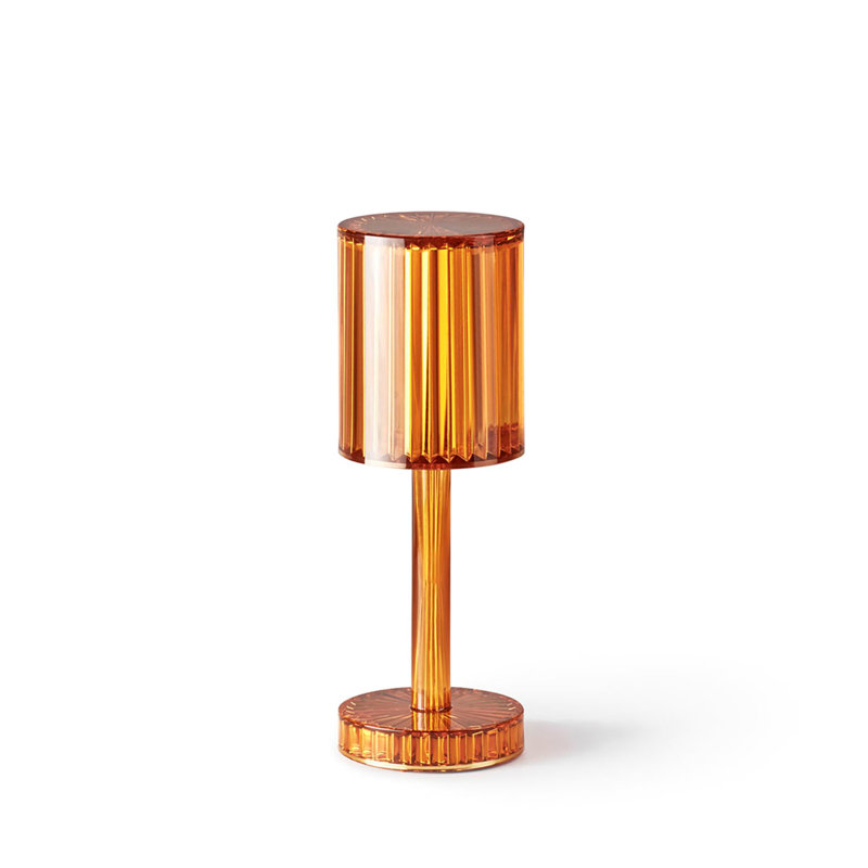 Lampe de table cylindrique en résine Gatsby, Ambre