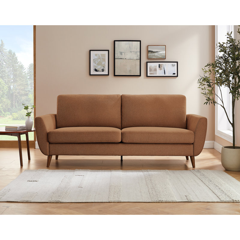 Smiling 215.9Cm Flared Arms Sofa, Rust Linen Blend