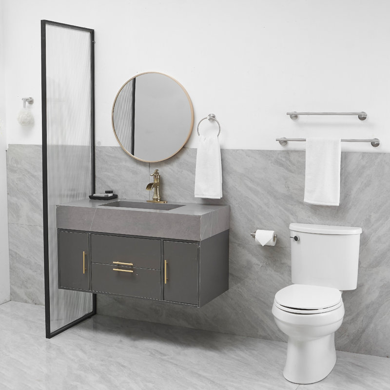5-Piece Modern Bath Hardware Set With Towel Ring Toilet Paper Holder Towel Hook And Towel Bar Wall Mount, Brushed Nickel