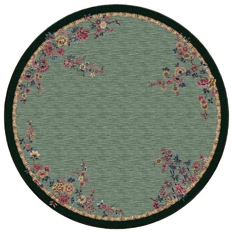 Tapis floral Alminus Signature Mindre Peridot, Rond 7 pi 7 po