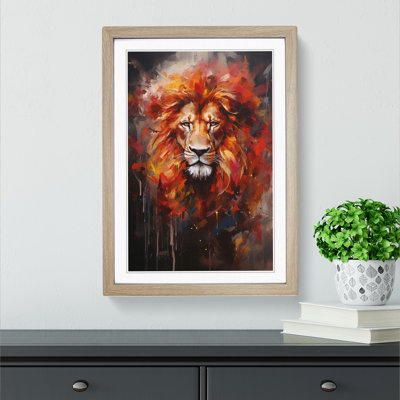 Lion Modern No.3 - Single Picture Frame Print on Wood