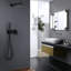 Douche de salle de bain noire matte - système de tête de pluie de 12 po. Robinet mural de luxe. Corps en laiton pour l'eau. Commande à poignée simple. 2 têtes, valve à disque en céramique. Accoudoir de 15,75 po, système de tuyau 59 po avec pluie