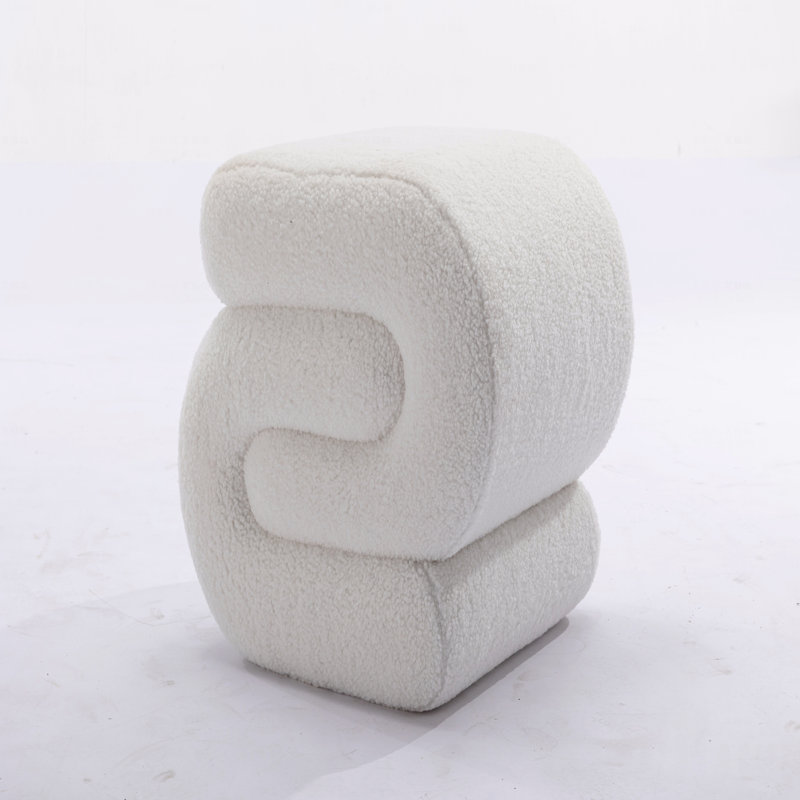 Tabouret de maquillage avec repose-pieds Teddy, Ivoire ivoire