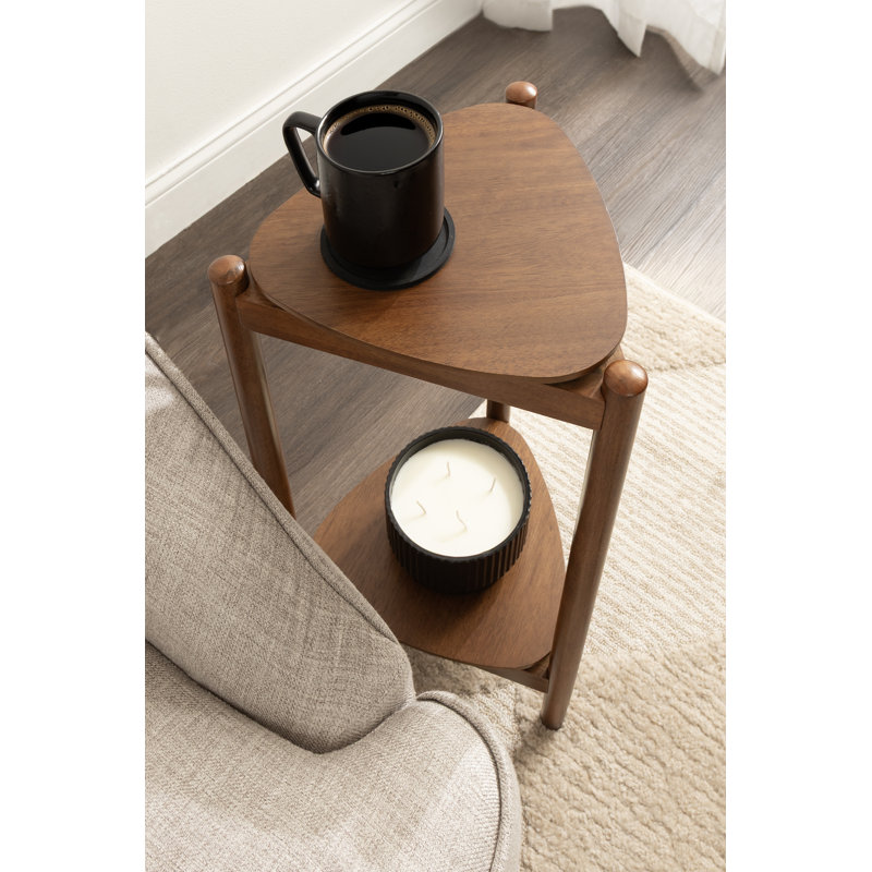 Table d'appoint à niveaux triangulaire Knowlton, Noyer / brun noyer, Noyer, Walnut Brown
