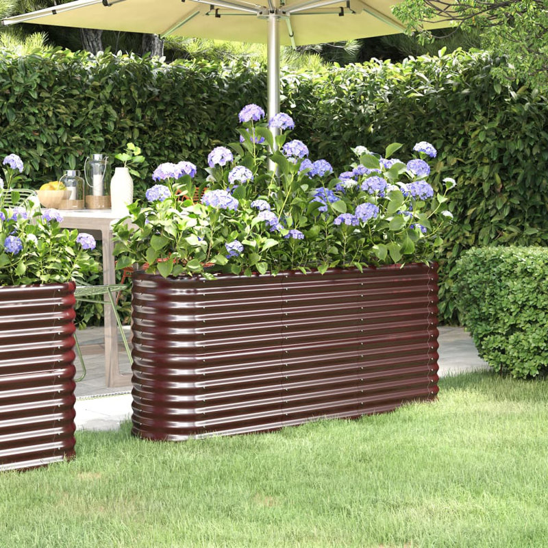 Garden Raised Bed Powder-coated Steel, Brown, 68 cm x 152 cm x 40 cm