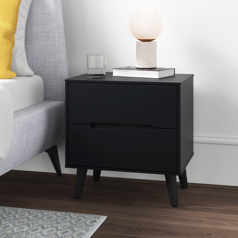 Heriberto 45cm W Manufactured Wood Bedside Table, Anthracite