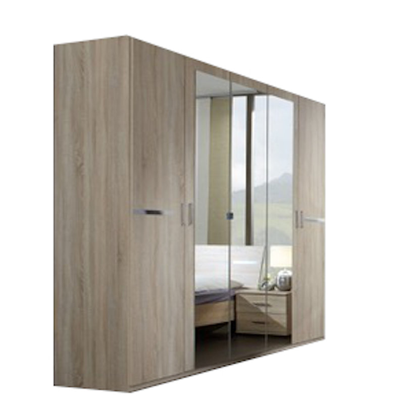 Alivea 5 Door Manufactured Wood Wardrobe, Brown