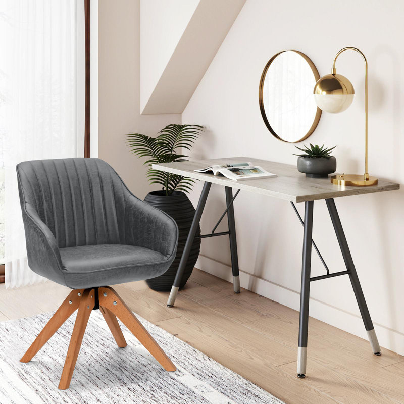 Iridessa Faux Leather Swivel Armchair, Gray Faux Leather