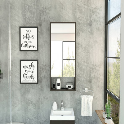 Armoire, une tablette extérieure, miroir à une porte et deux tablettes internes - noir