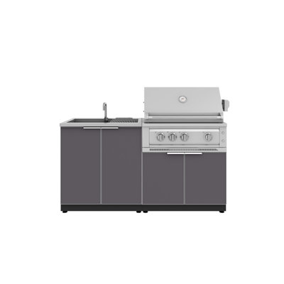 Ensemble d'armoires d'extérieur en aluminium 3 pièces avec barbecue platine 33 po - Gaz naturel