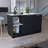 Kitchen Island with Large Top Surface, Double Door Cabinet, and Open Shelves Black / Ibiza Marble
