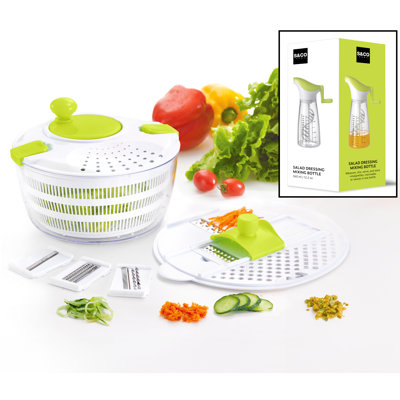 Best Rated Salad Spinner. Salad Maker. Vegetable Washer and Lettuce Crisper. Lettuce Spinner and Fruit Washing Bowl with Strainer. Fruit Washer with Mandoline.  BPA Free. Dressing Bottle Included
