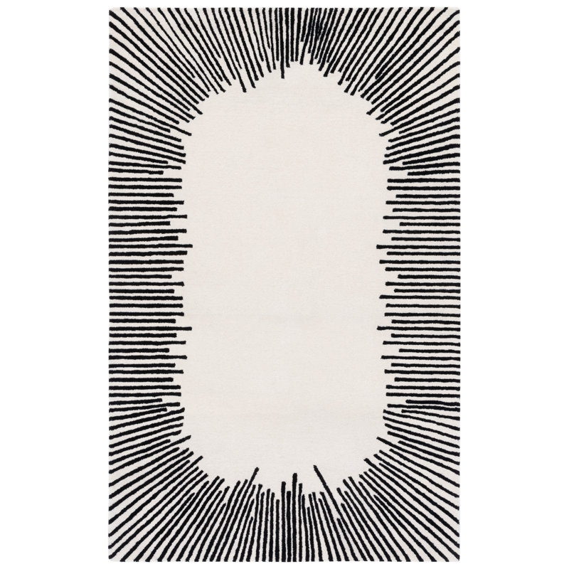 Anaee Fifth Avenue 129 Area Rug In Ivory / Black, Rectangle 3' x 5'