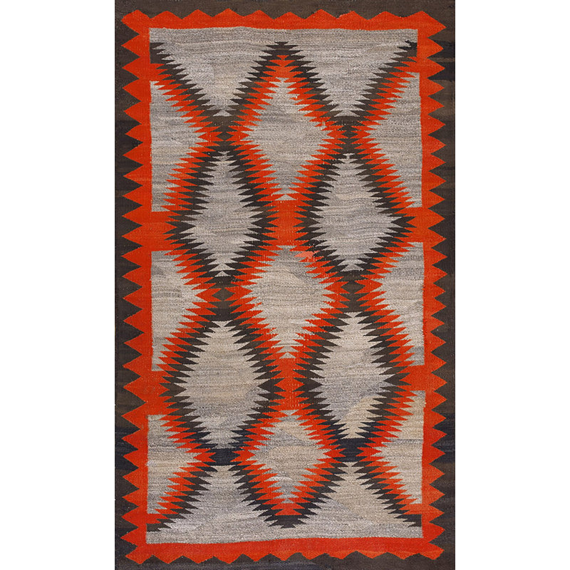 Flatweave Wool Geometric Area Rug in Gray