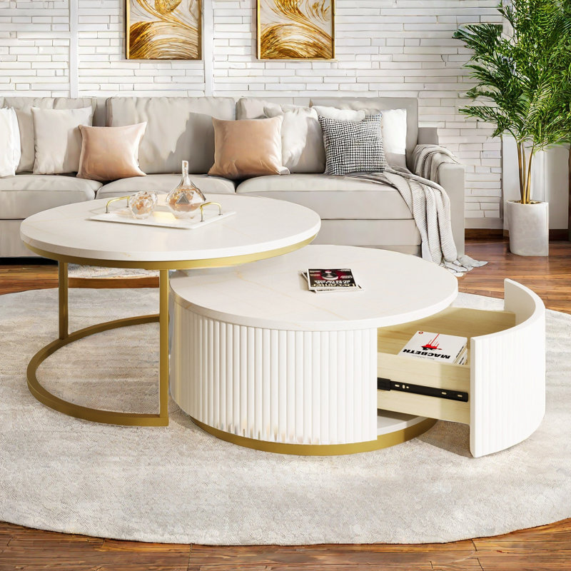 Table basse gigogne Lugenia, Blanc
