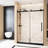 56 - 60 "W X 76" H Bathroom Single Sliding Shower Door, 1/4 "(6 Mm) Clear Tempered Glass, Stainless Steel Handle, Square Tube Track, Proof Film In Matte Black Door H, Glass With Film, , ,