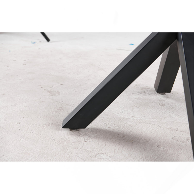 Table de salle à manger Mid-Century de 42,1 po de couleur noir et bois pour 4 à 6 personnes avec plateau rond en bois aggloméré