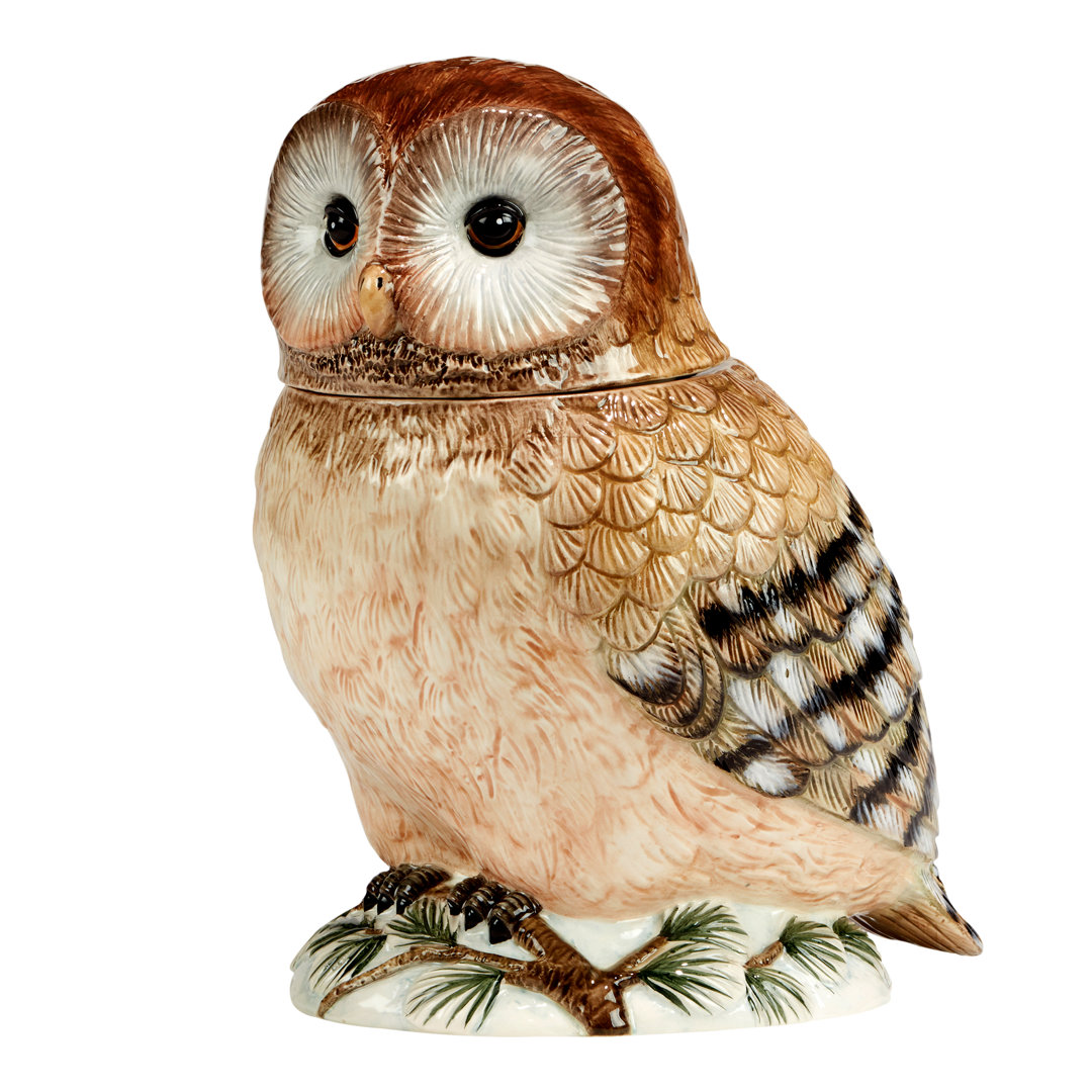 Winter''s Walk 3-D Owl Cookie Jar Certified International