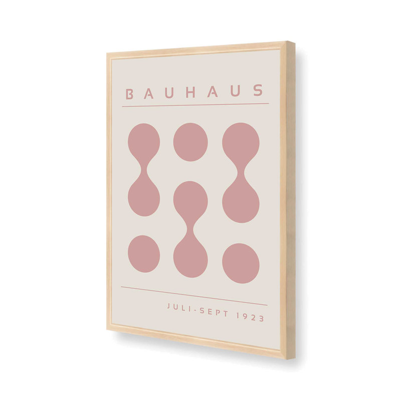 «Pink Bauhaus Flow», impression, Reproduction encadrée sans passe-partout, H 11 po x l 9 po x P 1,25 po, Érable brut