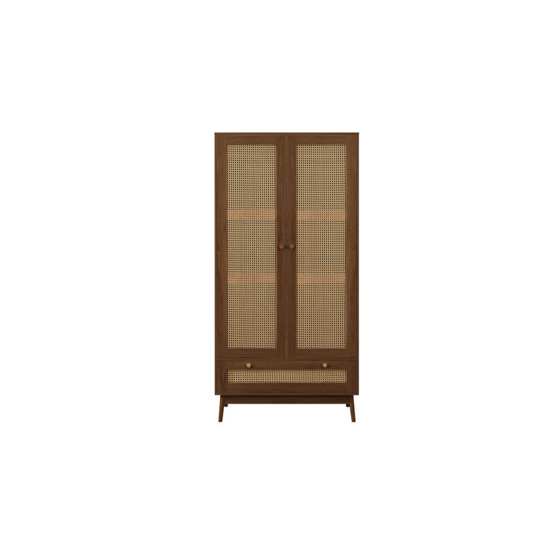 Noemi 2 Door Manufactured Wood Wardrobe, Walnut