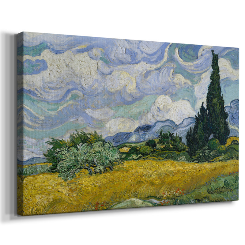 Champ de blé avec cyprès - Cavas enveloppés de galerie, 32X48