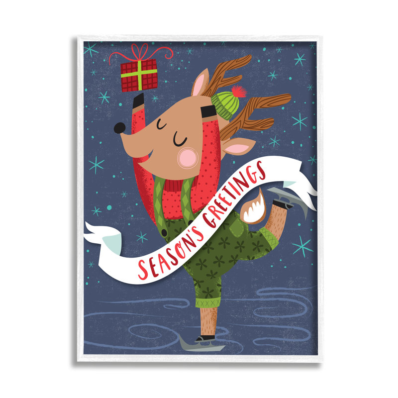 «Season's Greetings», expression artistique surdimensionnée de renne sur glace par Arrolynn Weiderhold