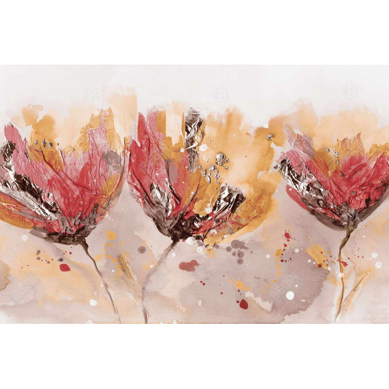 Quatre petites fleurs - Toile florale pour la chambre à coucher, H 36 po x l 24 po