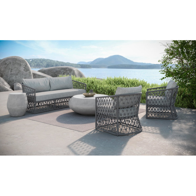 Amelia Patio Chair with Cushions, Ash Frame/Fog Cushion