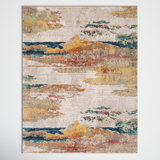 Diorio Saffron/Teal/Light Gray Area Rug
