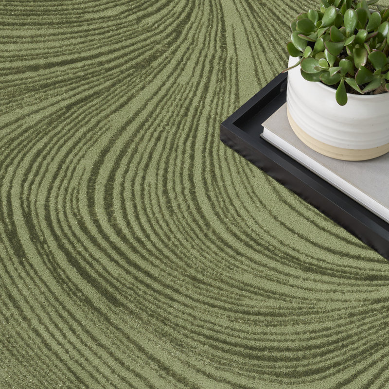 Central Park West Power Loom Polyester Abstract Area Rug in Ivory/Cream, Rectangle 3'11" x 5'11", Green