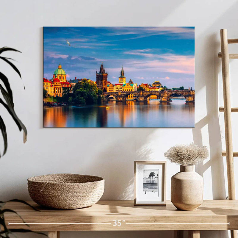 Pont Charles et paysage urbain, H 16 po x l 24 po