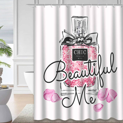 Waterproof Perfume Petals Graphic RoseTee Shower Curtain with 12 Hooks