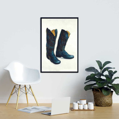 Leather Cowboy Boots - Western Man Framed Canvas Decor