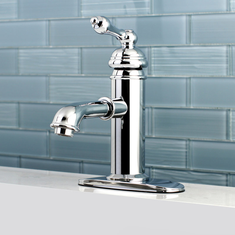 Kingston Brass American Classic Single-Handle 1-Hole Deck Mount Bathroom Faucet with Brass Pop-Up, Polished Chrome