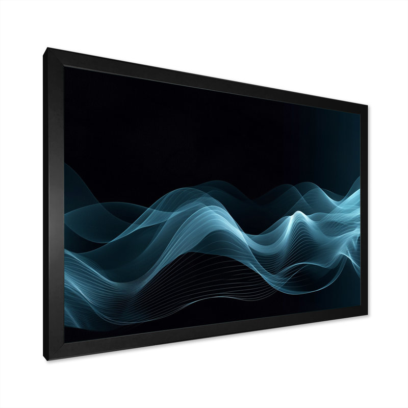 «Blue Black Contemplative Abstraction II», reproduction sur toile, Cadre photo noir, H 12 po x l 20 po x P 1 po